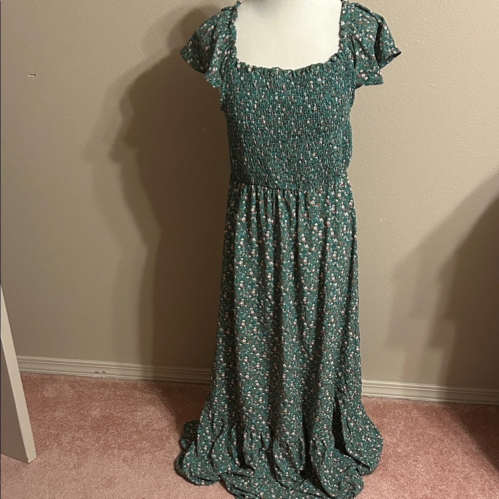 Kaileigh Teal Floral Maxi Dress